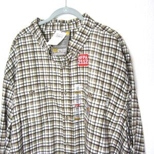 Carhartt FRC Shirt Mens 4XLT Brown Plaid Flame Resistant NFPA 2112 70E HRC2